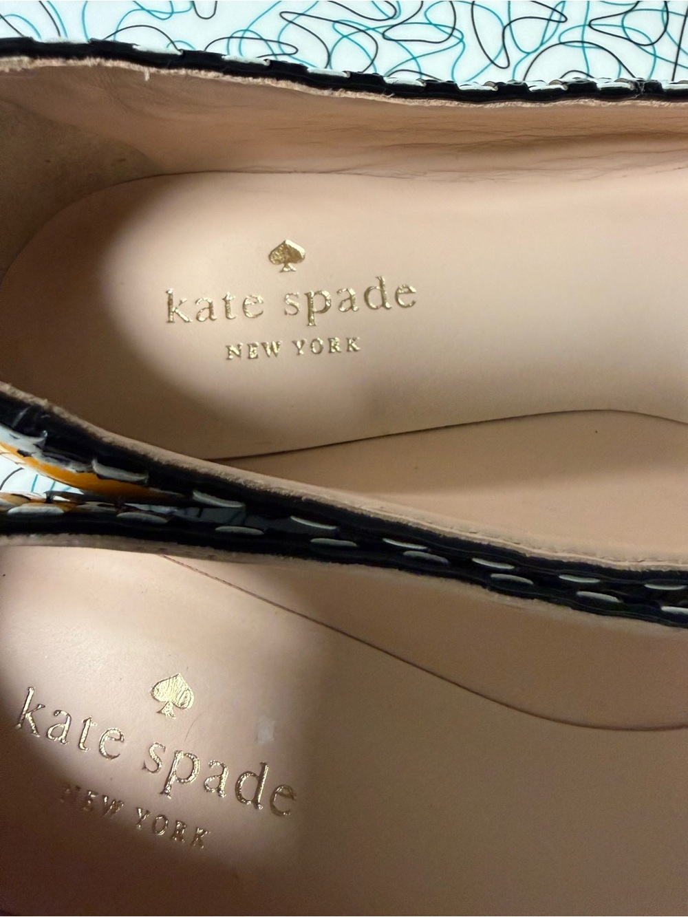 kate spade Yellow, White & Black 'TAXI' Pointed Toe Flats - Picture 5 of 6